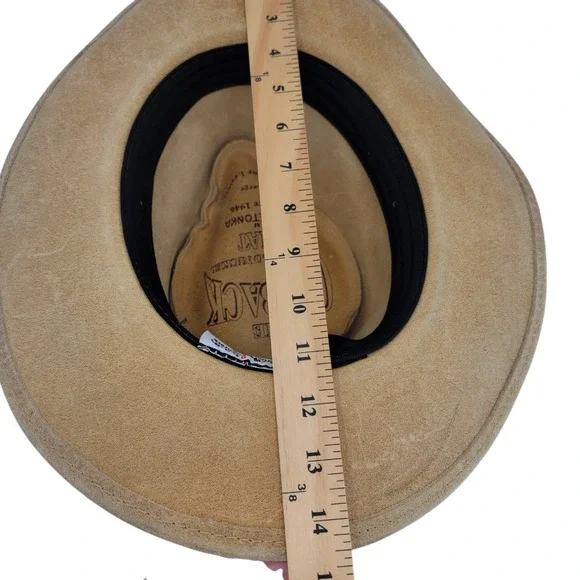 Minnetonka Outback Buffalo Nickel Leather Cowboy Hat Buckskin Tan Size Large - Picture 9 of 12